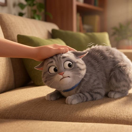 Por qué mi gato me muerde cuando lo acaricio: gato incómodo con las orejas hacia atrás mientras lo acarician